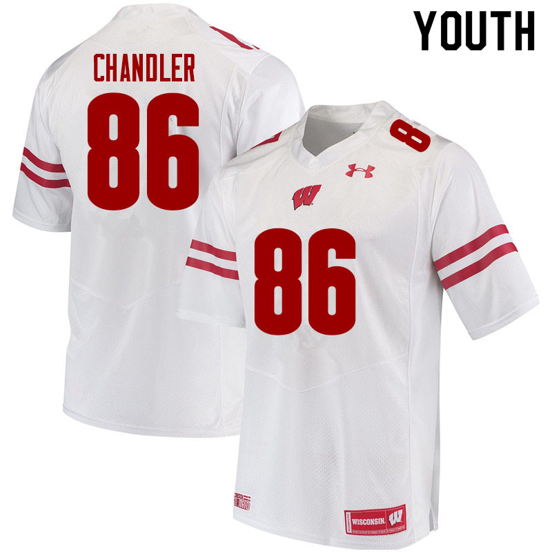 Wisconsin Badgers Youth #86 Devin Chandler NCAA Under Armour Authentic White College Stitched Football Jersey BT40D81GF